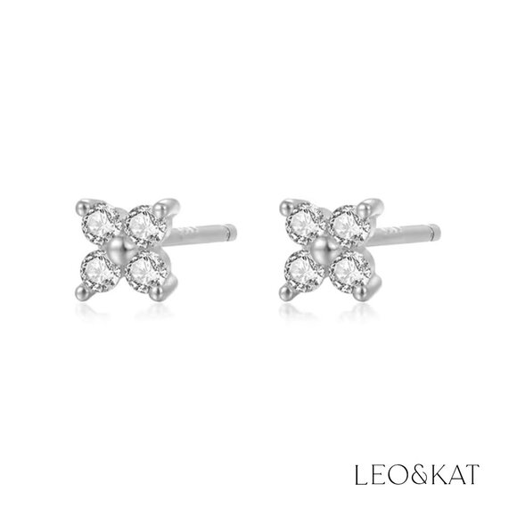 Marquise Zircon Flower Stud Earrings in Gold & Silver. 925 Sterling Silver #1046 - Picture 4 of 4